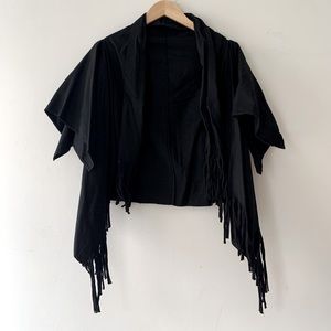 Carla Fernández black fringe shawl jacket